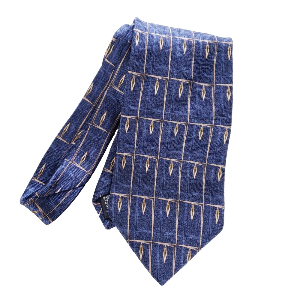 Bill‎ Blass Black Label Silk Tie Navy Blue Modern Geometric Classic Menswear